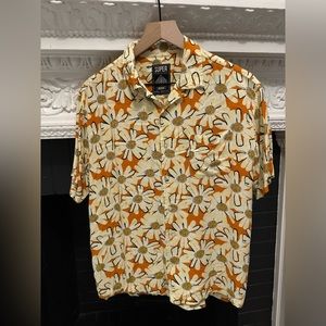 Supermassive Orange Daisy Camp Collar Button Up Shirt